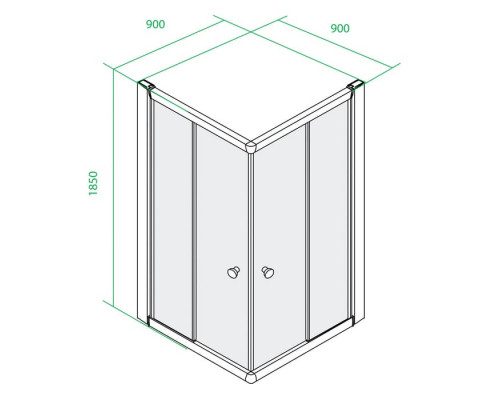 Душевое ограждение квадратная (дверки, профиль глянцевый хром, высота поддона 17см, сифон)